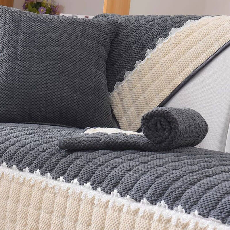 Super Soft Plush Couch Cover, Anti-Slip Sectional Couch Cover, L Shape Sofa Cover