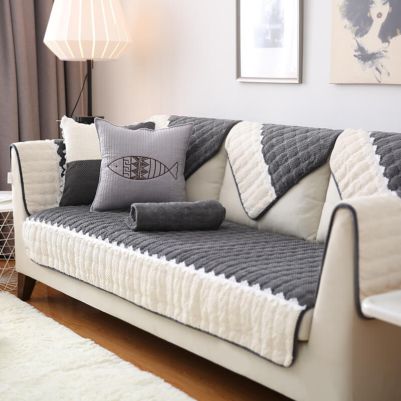 Super Soft Plush Couch Cover, Anti-Slip Sectional Couch Cover, L Shape Sofa Cover