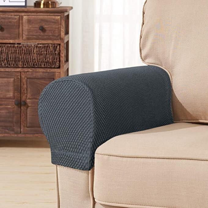 2 Pack Sofa Armrest Cover Stretch Fabric Anti-Slip Furniture Protector