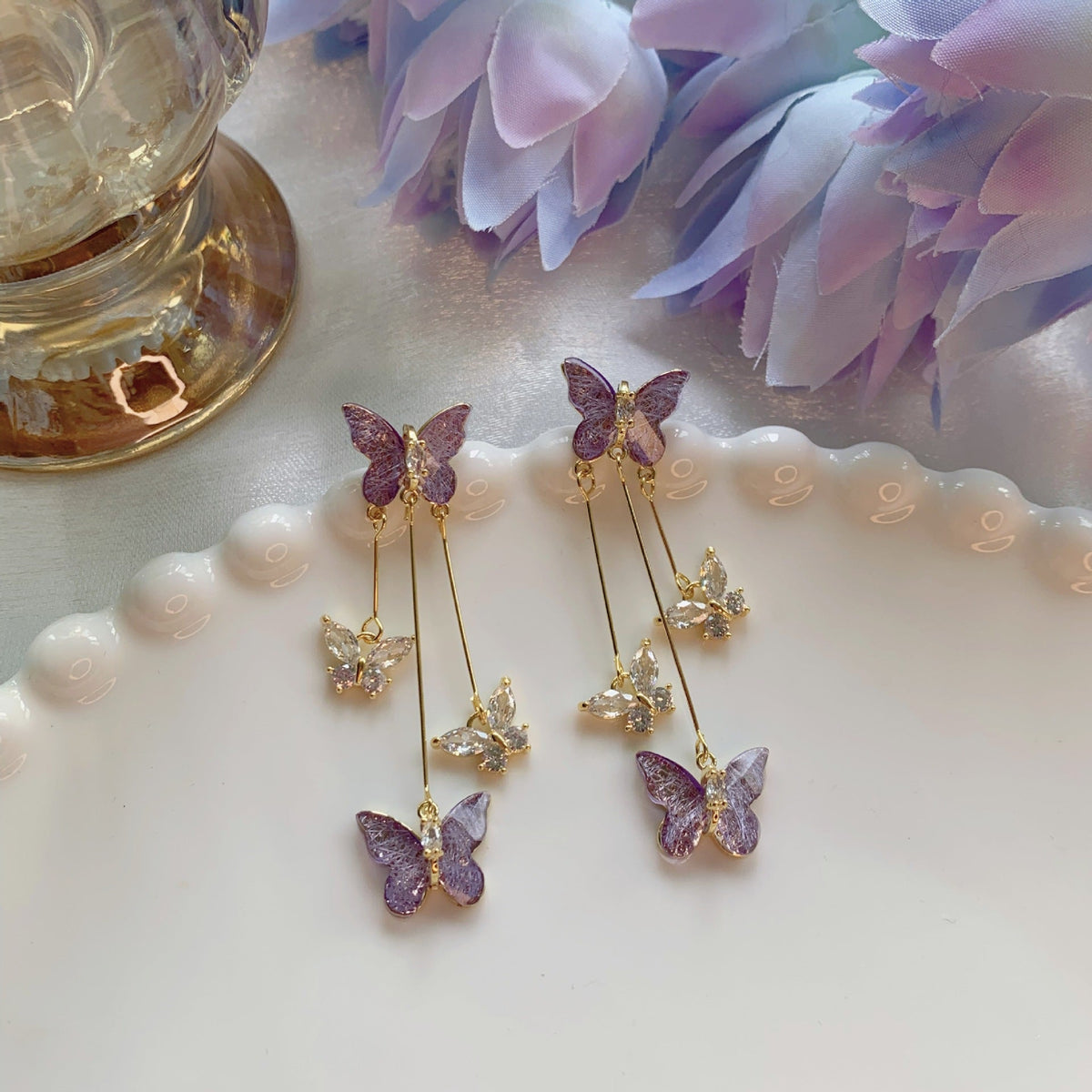 Purple Butterfly Earrings
