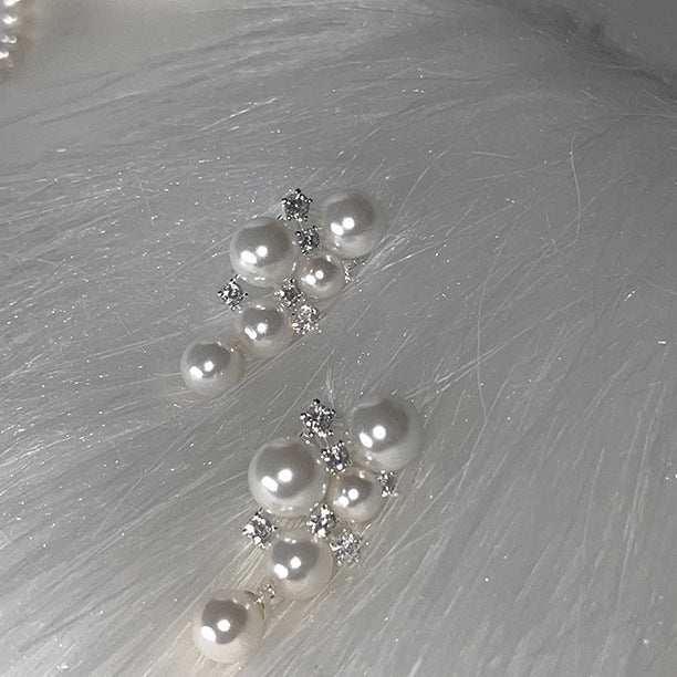 Pearl Zirconia Stud Earrings