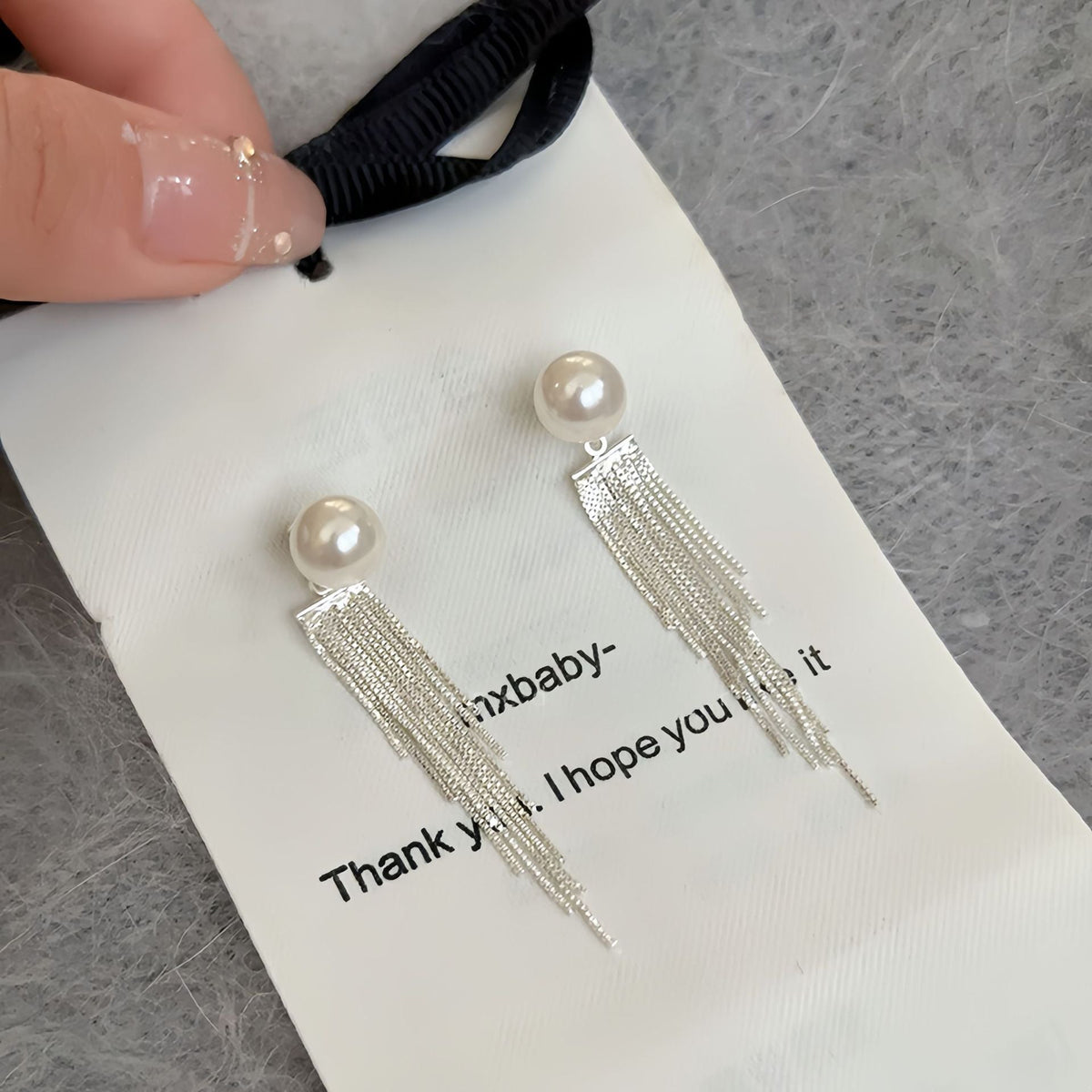 Pearl Mini Silver Tassel Earrings