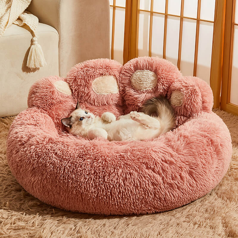 Warm Fluffy Calming Dog & Cat Beds-Bear Paw Shaped