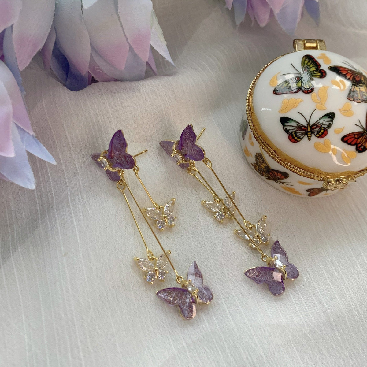 Purple Butterfly Earrings