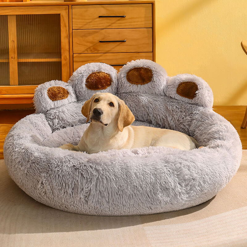 Warm Fluffy Calming Dog & Cat Beds-Bear Paw Shaped