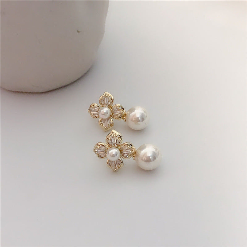 Pearl & Crystal Flower Earrings