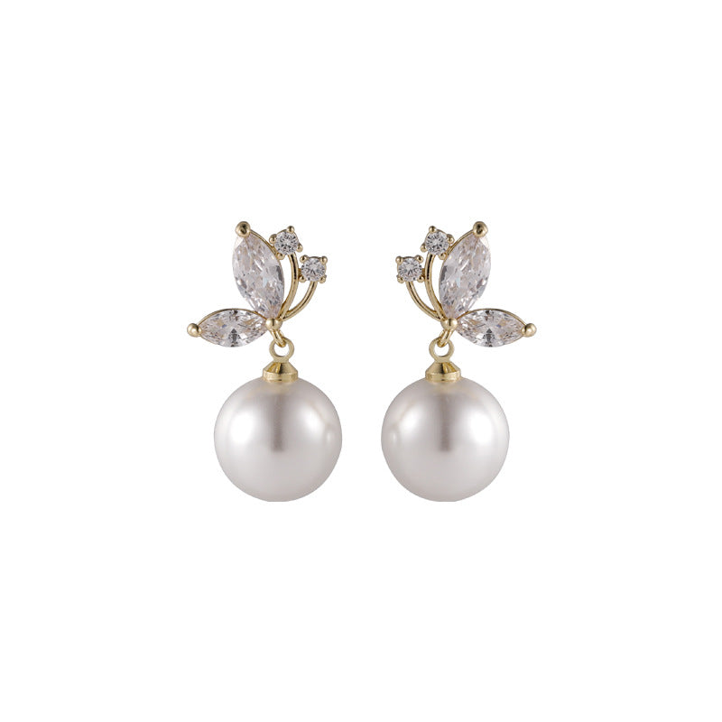 Crystal Butterfly & Pearl Earrings