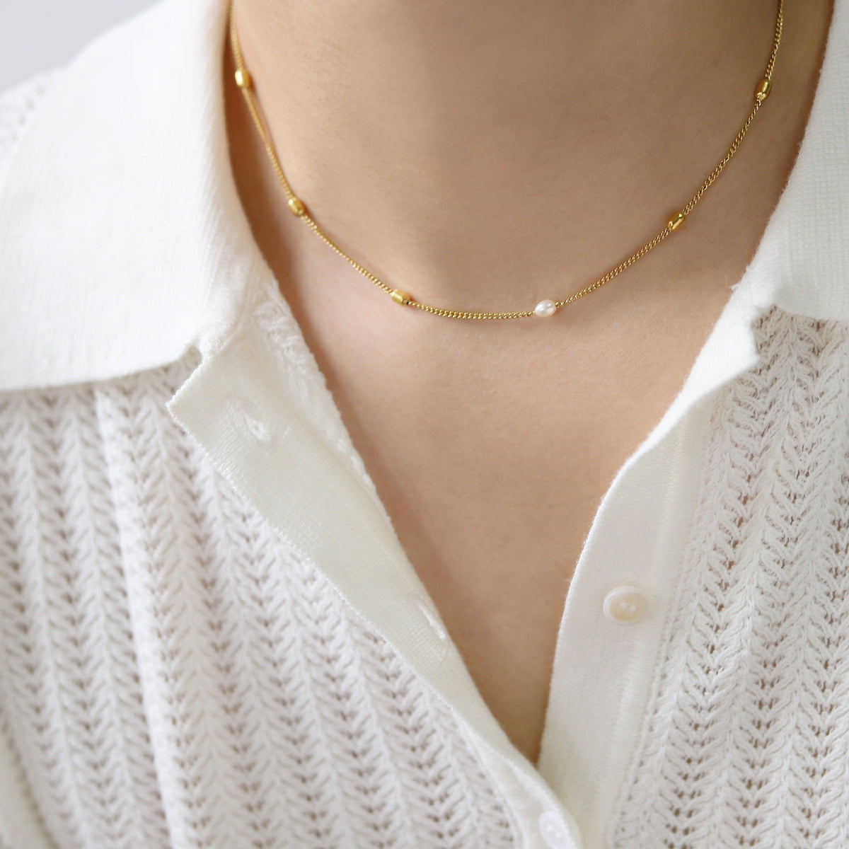 Freshwater Pearl and Rice Bead Necklace