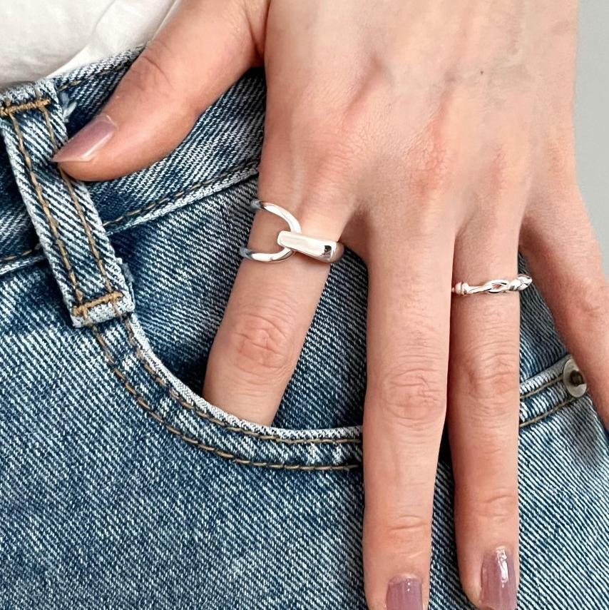 Sterling Silver Asymmetrical Adjustable Ring