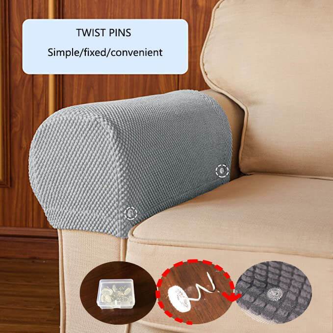 2 Pack Sofa Armrest Cover Stretch Fabric Anti-Slip Furniture Protector