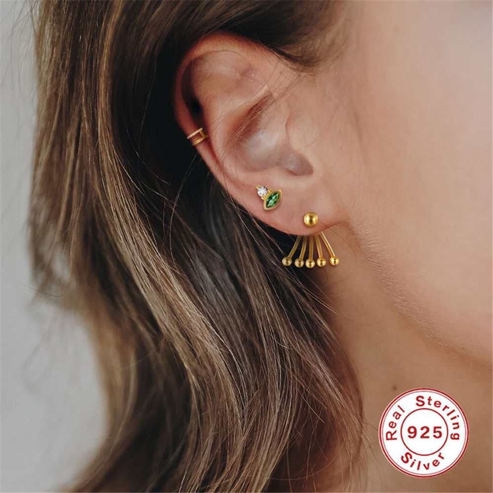 Sterling Silver Vintage Emerald Stud Earrings