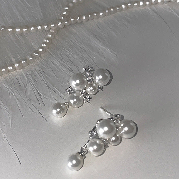Pearl Zirconia Stud Earrings
