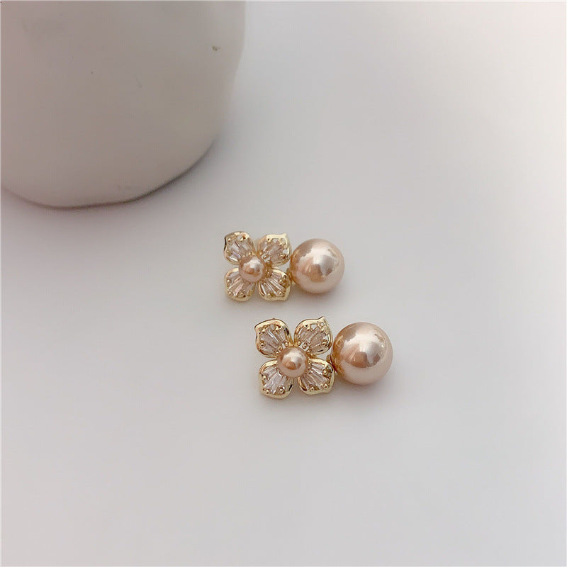 Pearl & Crystal Flower Earrings