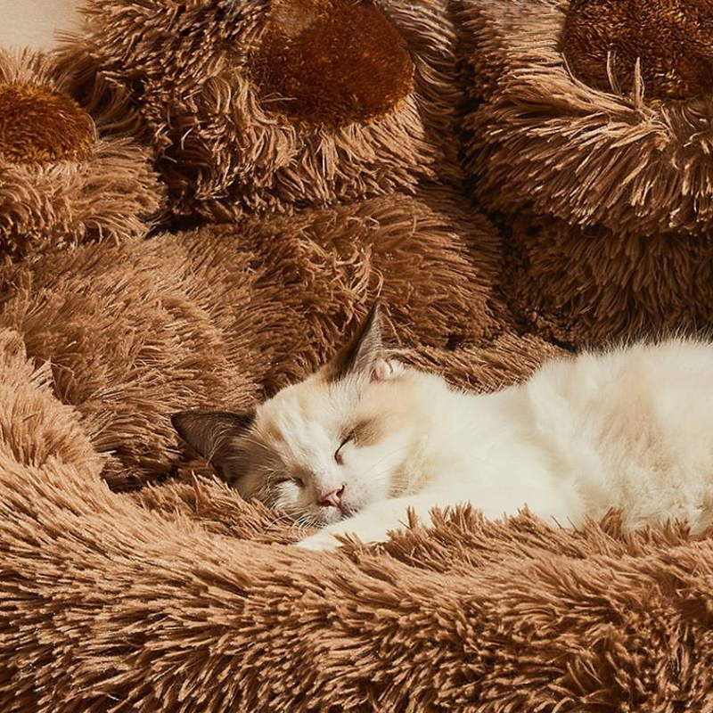 Warm Fluffy Calming Dog & Cat Beds-Bear Paw Shaped