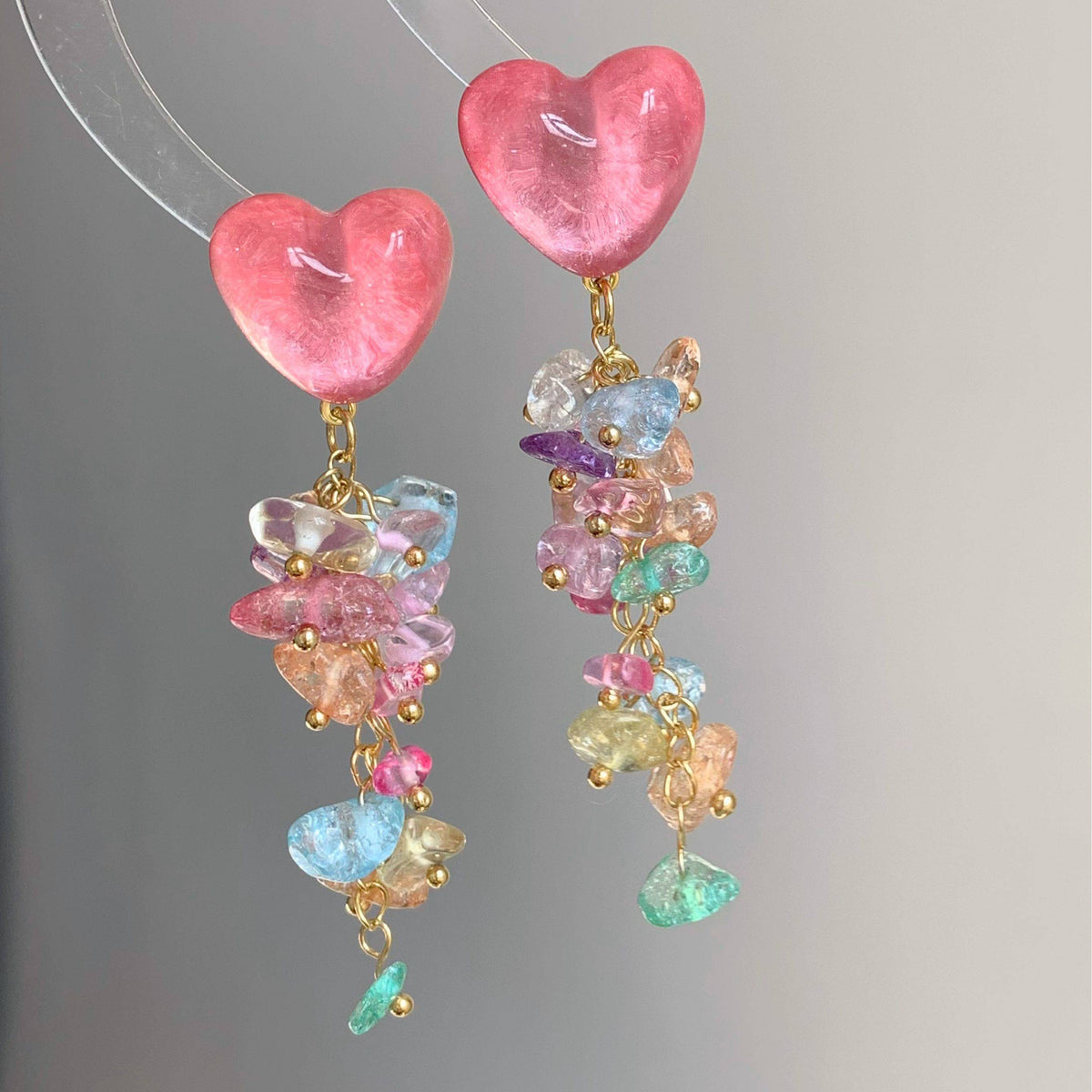 Vacation Style Irregular Colorful Crushed Stone Earrings