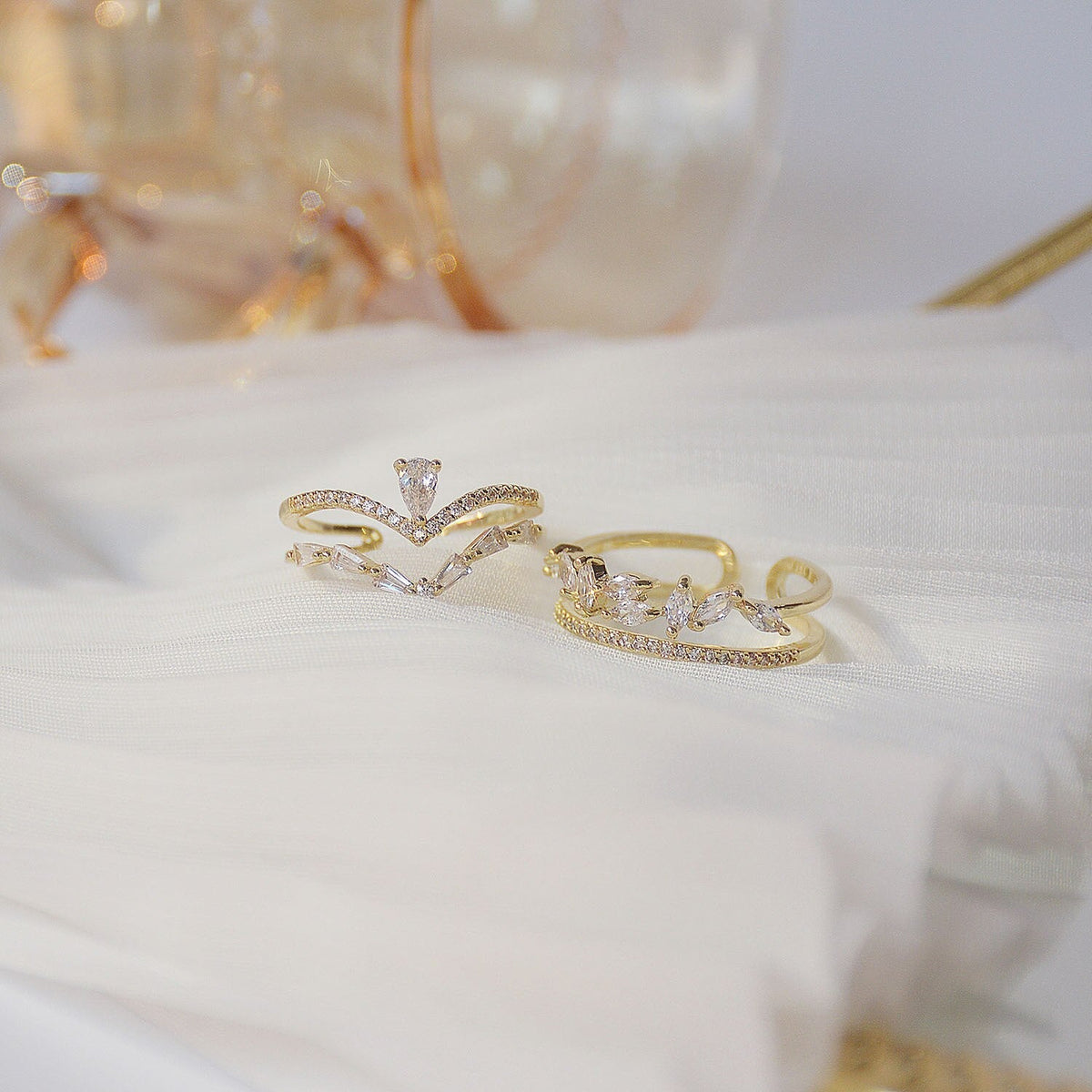 14ct Gold Crystal Stacking Ring