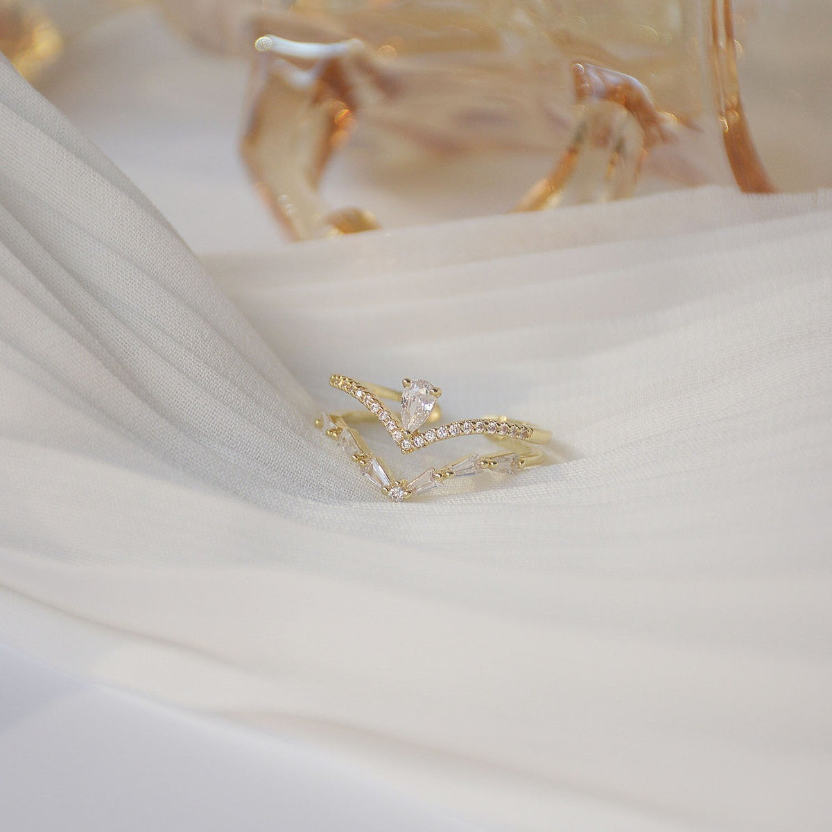 14ct Gold Crystal Stacking Ring