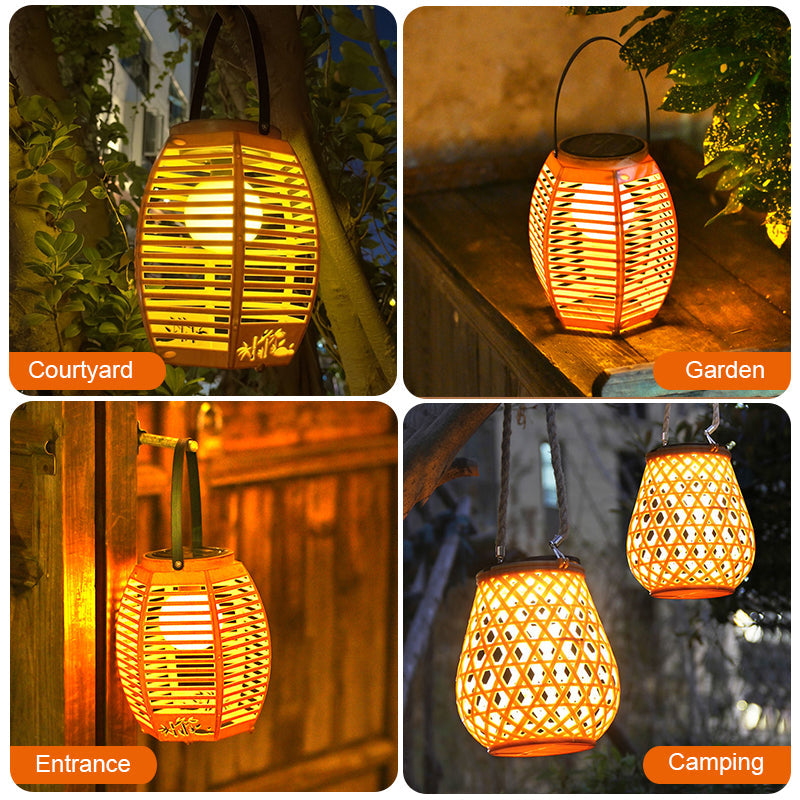 Outdoor Solar Rattan Portable Lantern
