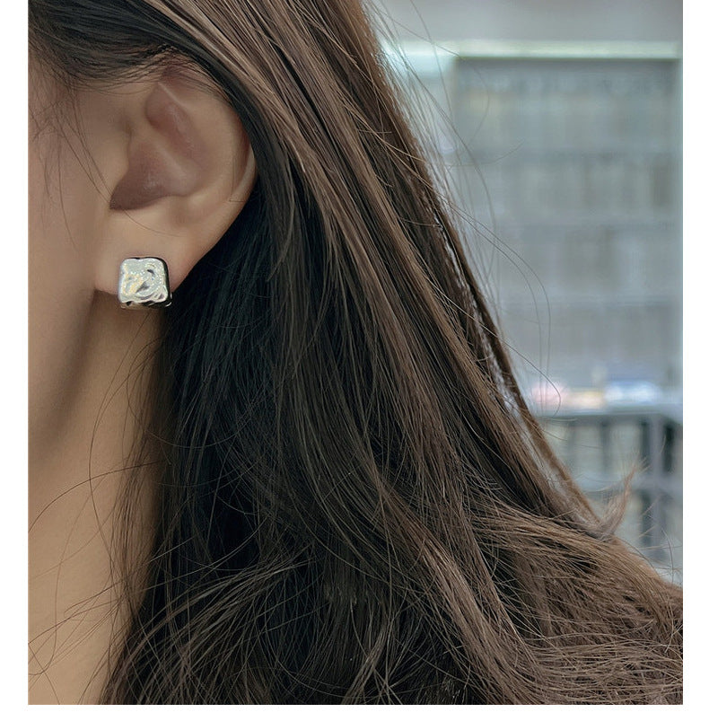 S925 Sterling Silver Vintage Square Earrings