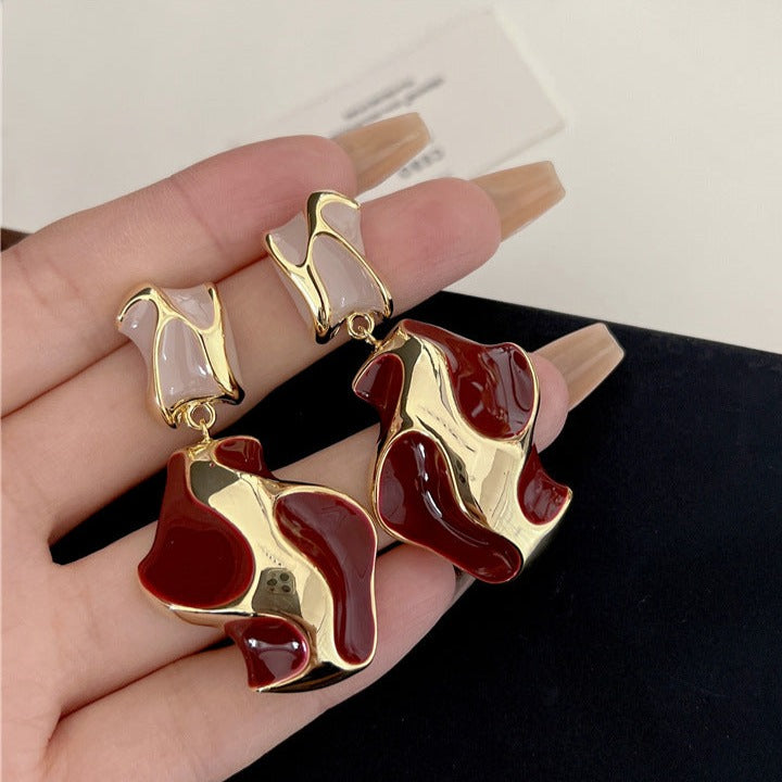 Vintage Drip Glaze Irregular Earrings