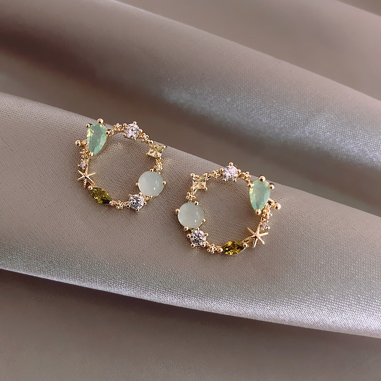 Round Crystal Flower Earrings