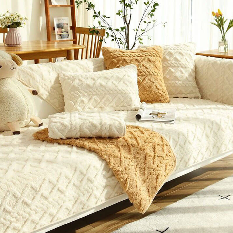 Cotton Quilted Sectional Couch Covers, Furniture Protector Anti-Slip Couch Covers