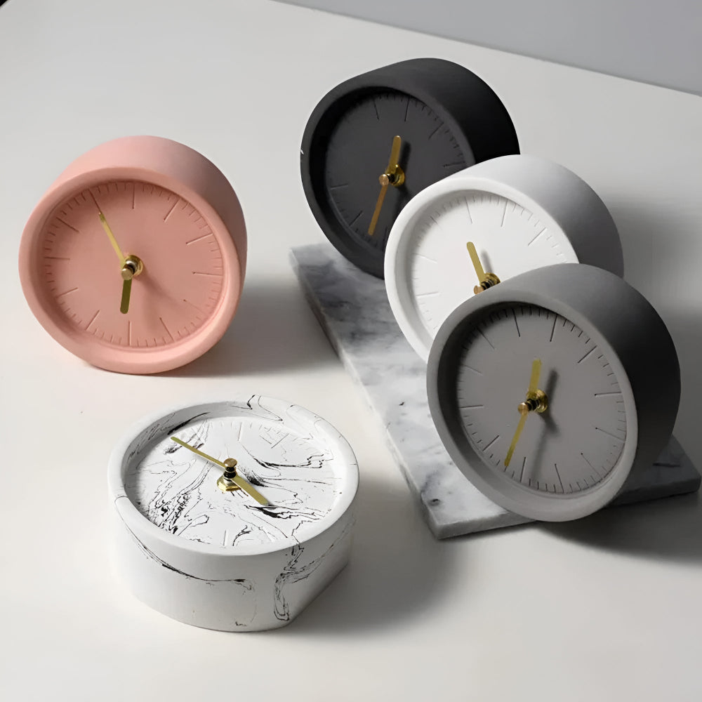 Modernist Round Cement Clock