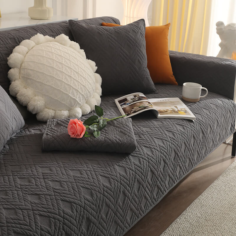 Cotton Quilted Sectional Couch Covers, Furniture Protector Anti-Slip Couch Covers