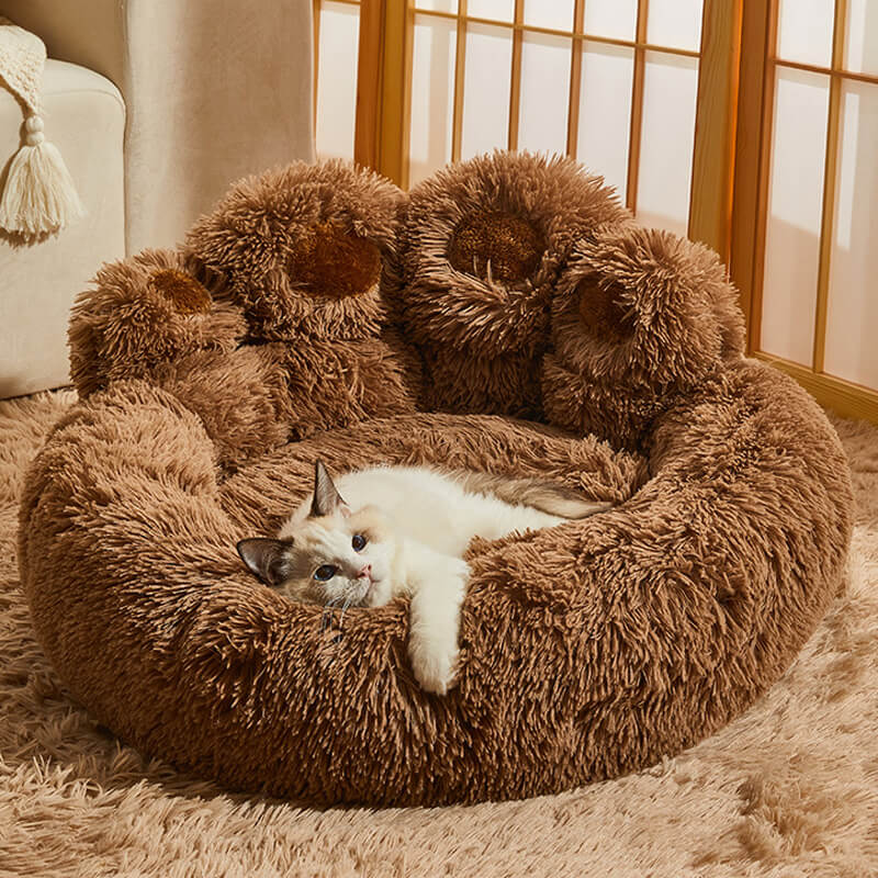 Warm Fluffy Calming Dog & Cat Beds-Bear Paw Shaped