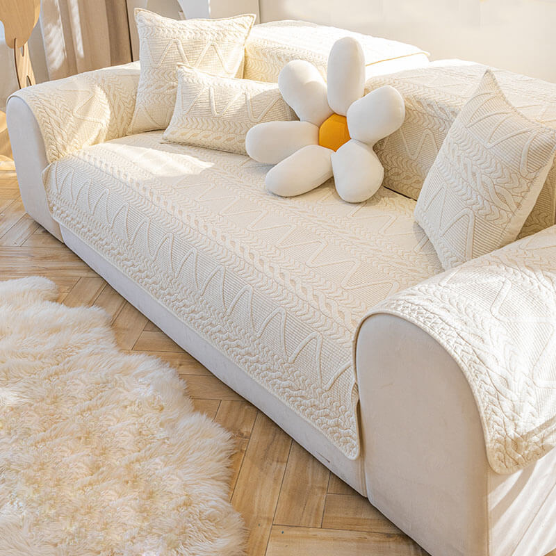 Cotton Quilted Sectional Couch Covers, Furniture Protector Anti-Slip Couch Covers