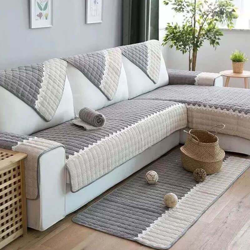 Super Soft Plush Couch Cover, Anti-Slip Sectional Couch Cover, L Shape Sofa Cover