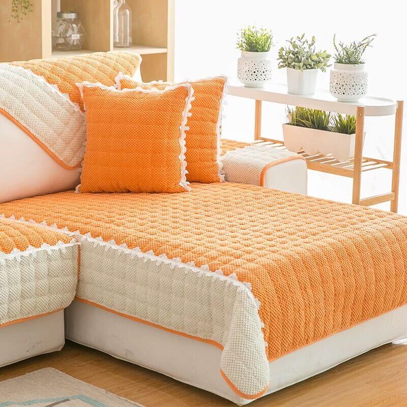 Super Soft Plush Couch Cover, Anti-Slip Sectional Couch Cover, L Shape Sofa Cover