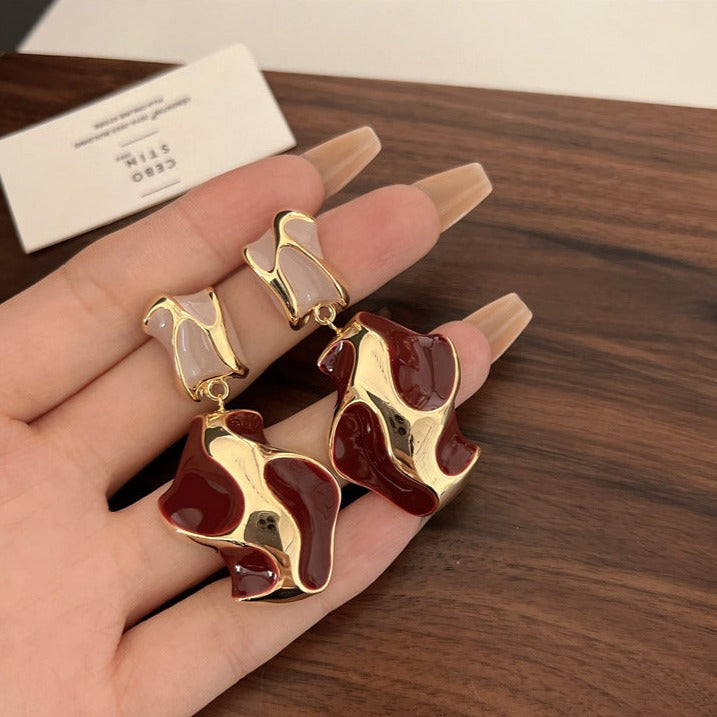 Vintage Drip Glaze Irregular Earrings