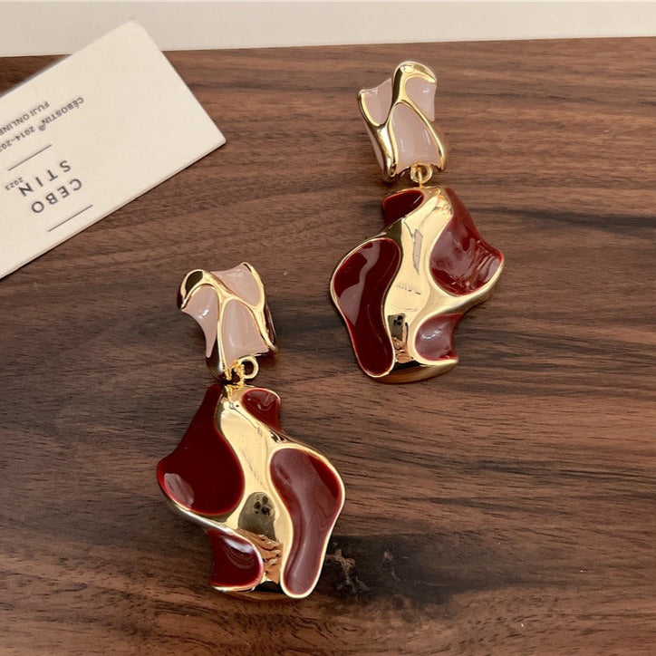 Vintage Drip Glaze Irregular Earrings