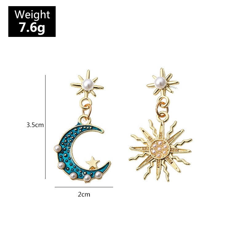 Greece Fairy Tale Moon&Sun Stud Earrings