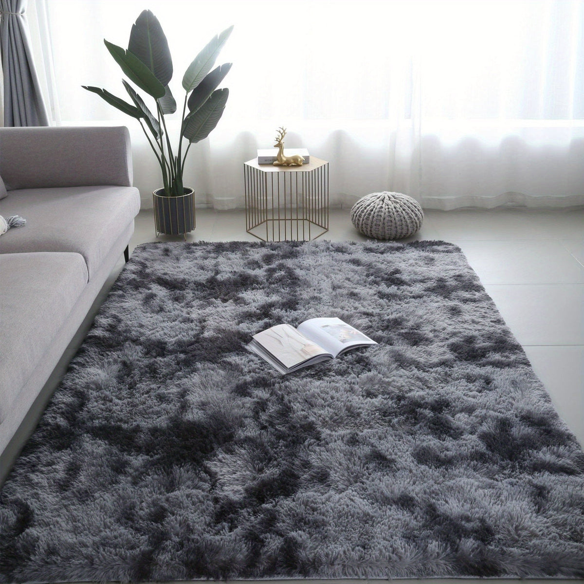 Soft Plush Area Rug – Non-Slip Fuzzy Shaggy Bedside & Living Room Carpet