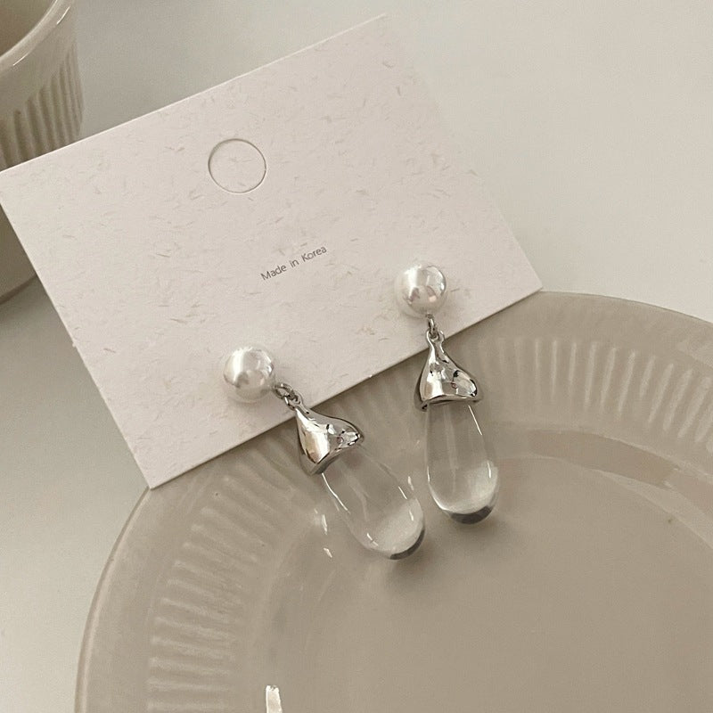 Pearl Clear Drop Earrings