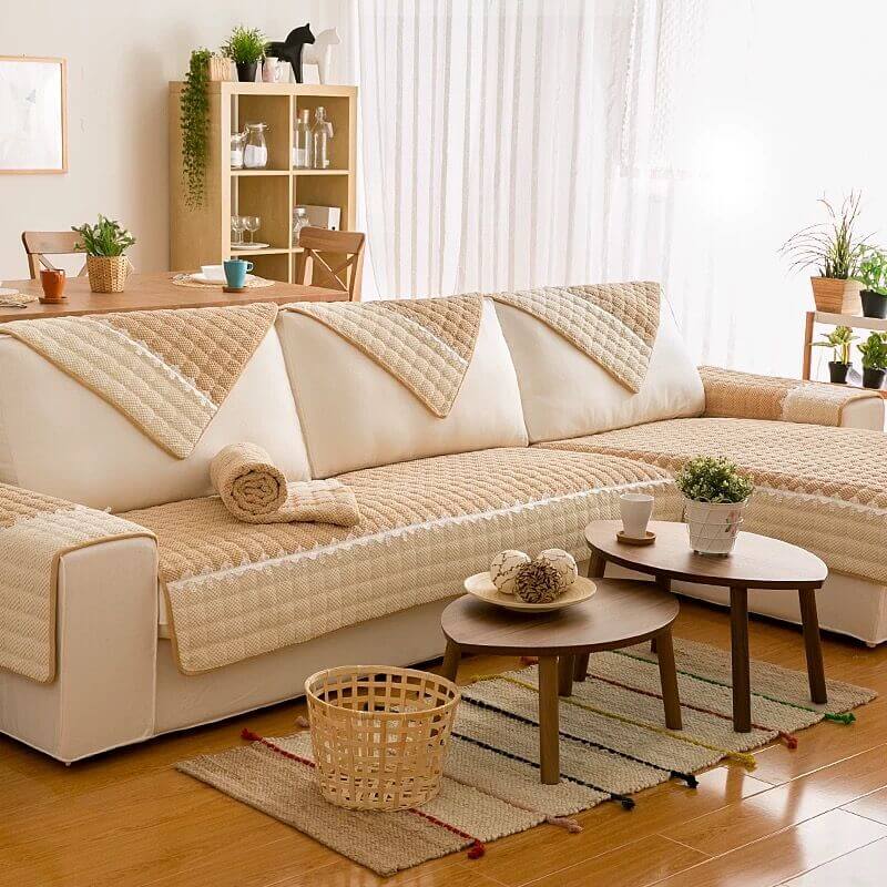 Super Soft Plush Couch Cover, Anti-Slip Sectional Couch Cover, L Shape Sofa Cover