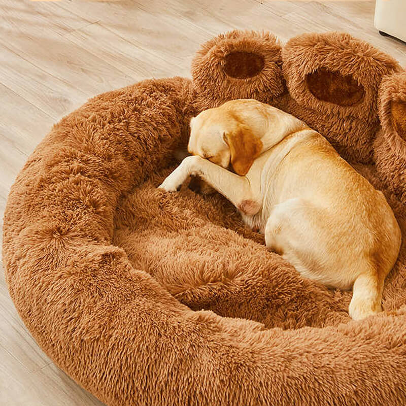 Warm Fluffy Calming Dog & Cat Beds-Bear Paw Shaped