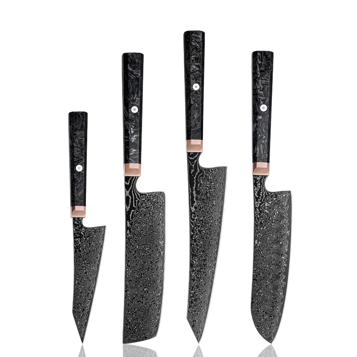 Obsidian (黒曜石) Damascus Steel - Japanese Kitchen Knife Set - Set of 4