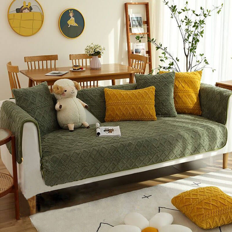 Cotton Quilted Sectional Couch Covers, Furniture Protector Anti-Slip Couch Covers