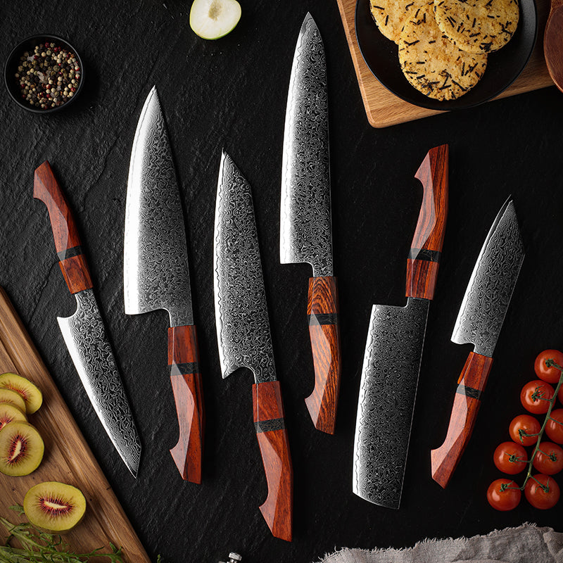 Heritage (遺産) Damascus Steel - Japanese Kitchen Knife Set - Set of 6