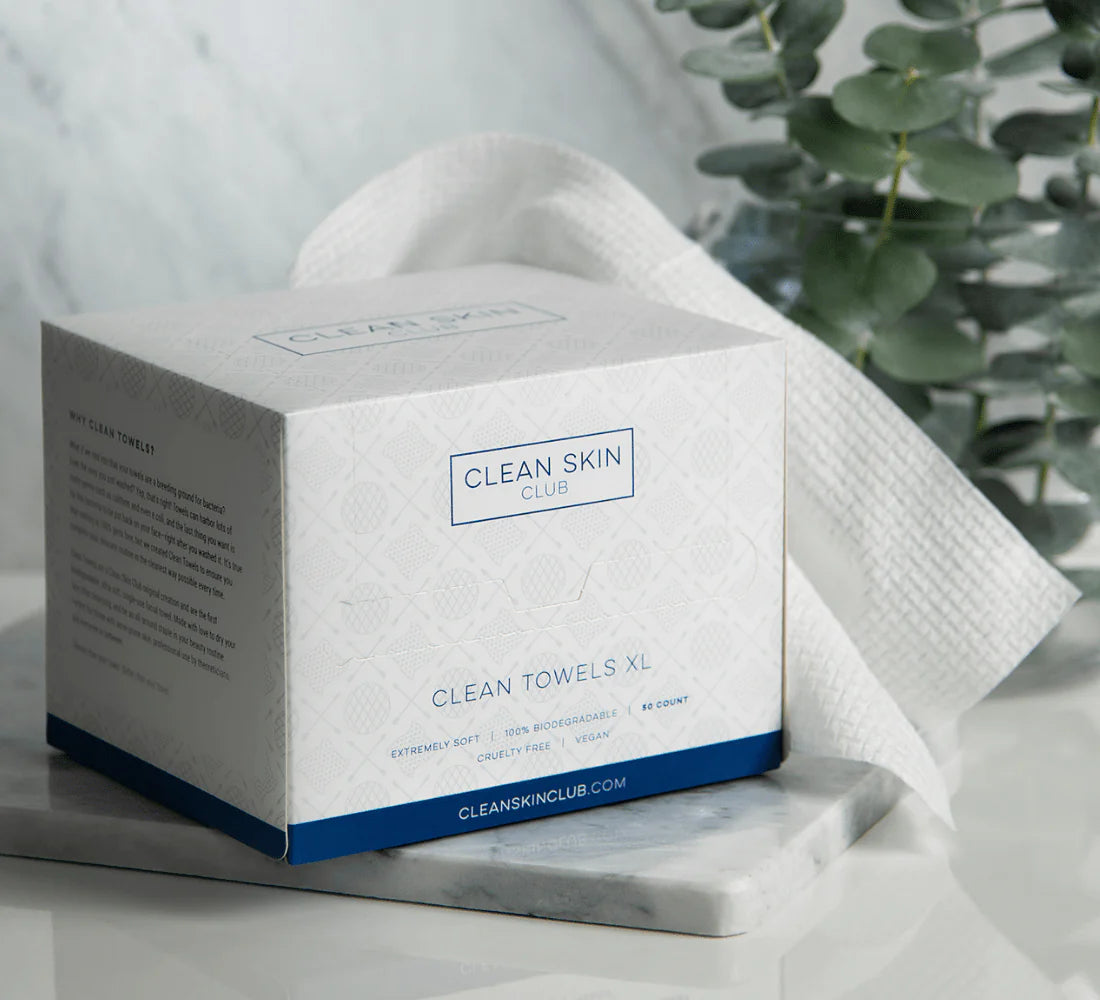 Clean Skin Club Clean Towels XL - 100% Biobased, Dermatologist Approved Disposable Face Towels (100 ct, 2 Pack)