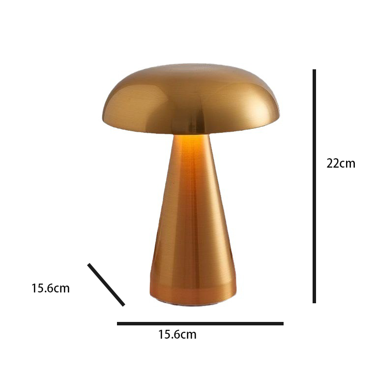 Rechargeable Mushroom Cordless Table Lamp with 3-Color Touch Sensor