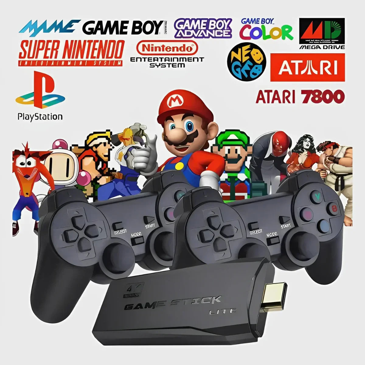 Retro Game Stick Lite Wireless Console with 10,000 Built-in Games - 4K HDMI Video Game Dongle with 2 Controllers for Kids and Adults - Unisex (143 characters)