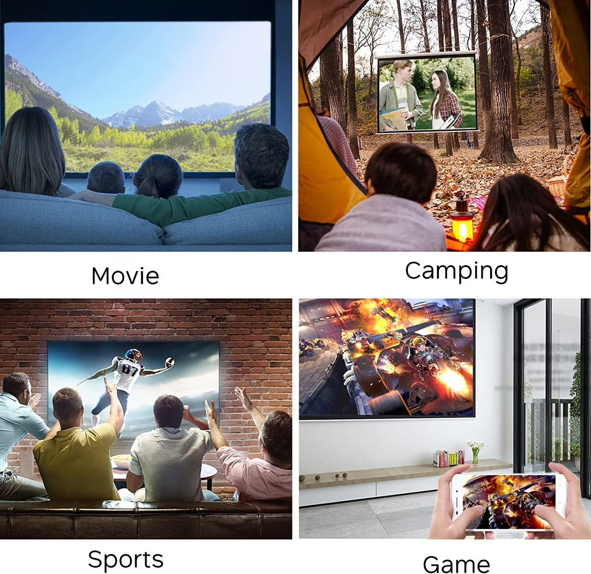 Portable Home Projector - 60 Inch, 1920x1080, Built-in Speaker