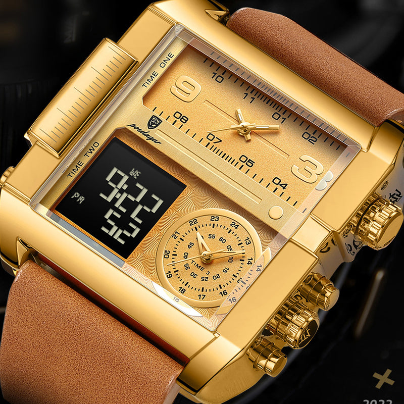 Avichic Electronic Men's Quartz Watch With Dual Display