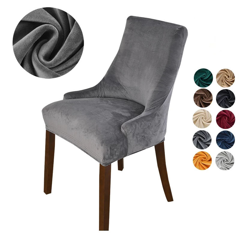 Velvet Stretch Armless Wingback Chair Cover Slipcover