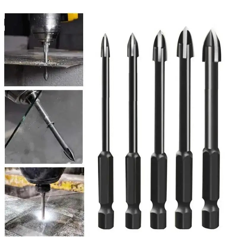5-Piece Universal Carbide Drill Bit Set - Multi-Purpose, High-Efficiency, Rust-Resistant Bits for Power Tools