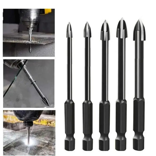 5-Piece Universal Carbide Drill Bit Set - Multi-Purpose, High-Efficiency, Rust-Resistant Bits for Power Tools